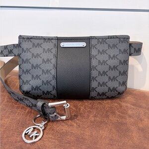 Chic Sleek Charcoal Michael Kors Monogram Belt Bag Polished Modern NWOT